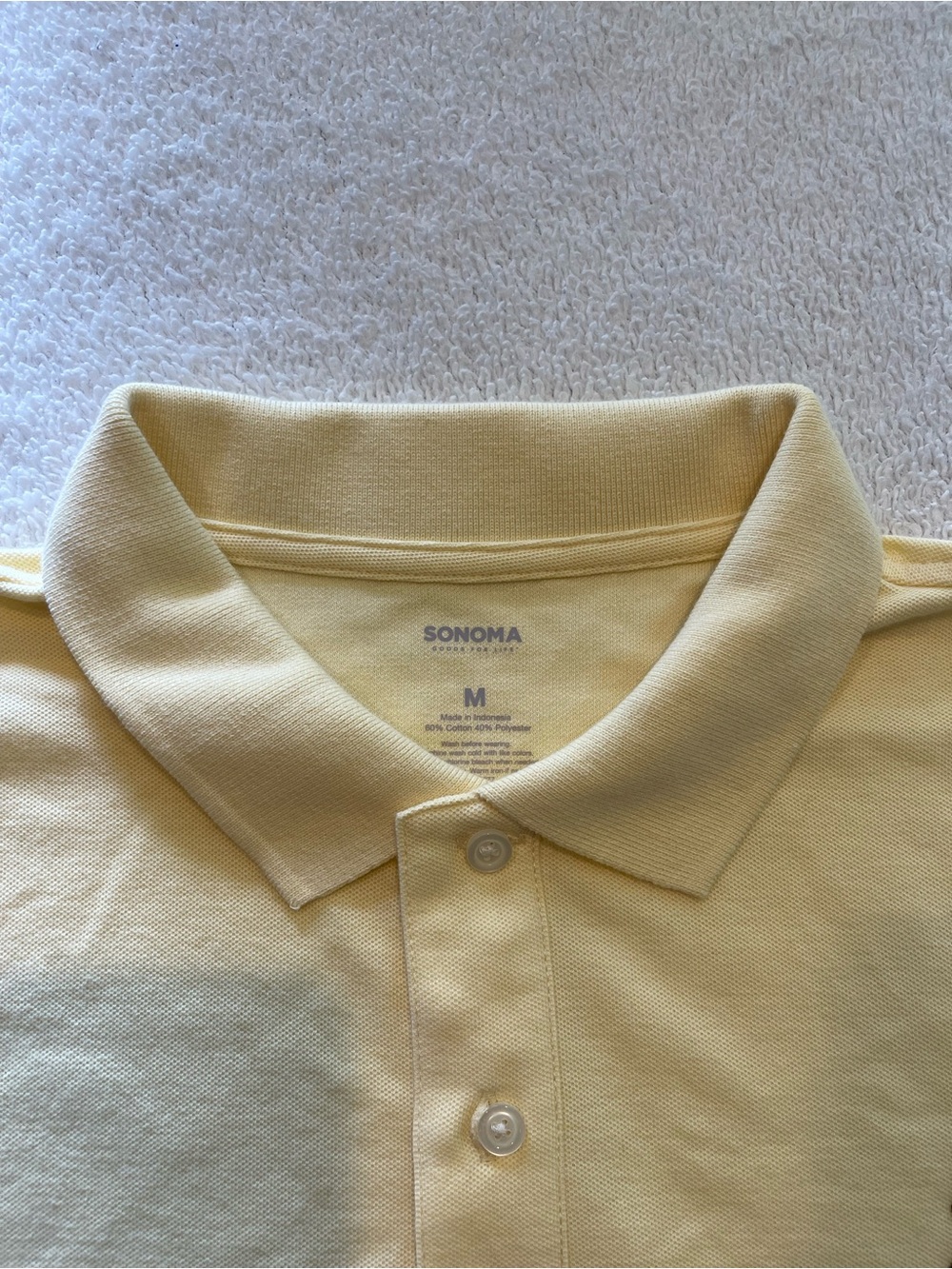 Sonoma Men's Pale Yellow Polo Shirt